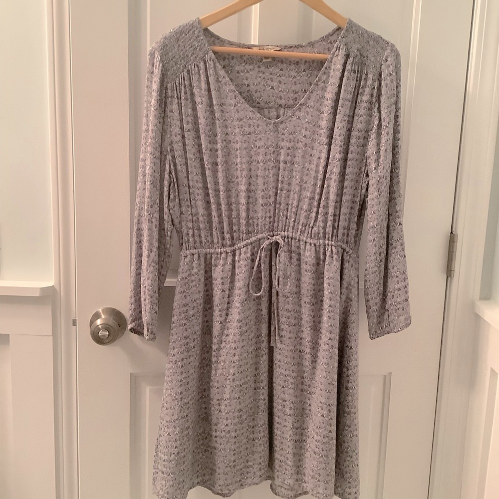 LUCKY BRAND gray / pink long sleeve shift dress size XL